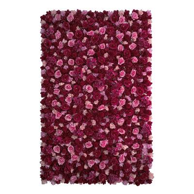 China Fashional High Simulation Handmade Artificial Flower Wall Panel Red Flower Wall For Home Garden Backyard Decorations With Best Price for sale