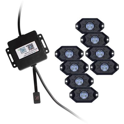 China Offroad Color Changing RGB 6 App 12v Cars Boat 12 4 Pods 8 Pods Led Rock Lights For Truck Rgbw Offroad Rock Light Kit for sale