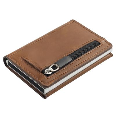 China Fashion RFID Blocking Slim Metal Men's PU Leather Wallet Custom Case ID Leather Card Holder for sale