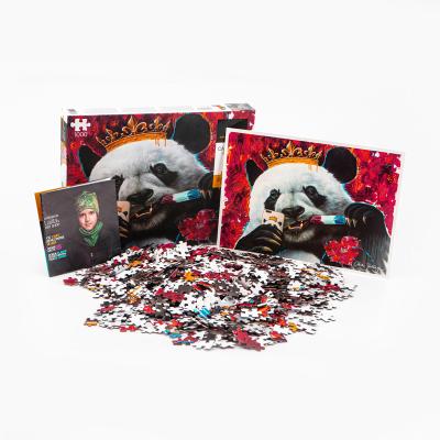 China Cartoon Toy Factory Price Wholesale Custom Printing Panda Animals Design 1000 Piece Paper Puzzle For Adult for sale