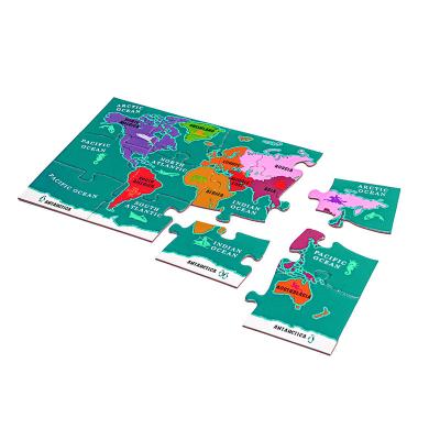 China Toy Wholesales Customized Education Professional Cartoon Hardboard Brain Teaser Colorful Paper World Map Puzzle For Children for sale