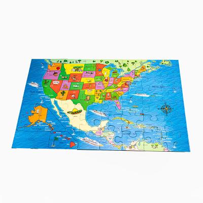 China Custom Toy North America Educational 48 PCS Cartoon Big Big Jigsaw Floor Paper Jigsaw Jigsaw Jigsaw World Map For Kids Children for sale