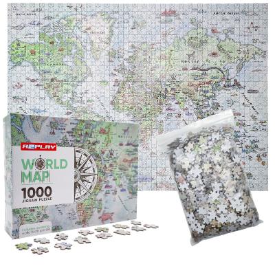 China 1000 Pieces High Quality Eco-Friendly Toy Hot Sale In Stock Cartoon World Map Paper Puzzle For Adults for sale