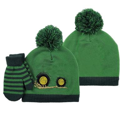 China Wholesale 100%wool Long Custom Design Toddler Boys Winter Mitten Gloves and Beanie Hat Set for sale