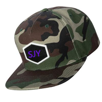 China JOINT Wholesale Flat Lightweight Bill Brim Camouflage 6 Panel Snapback Hat Lightweight Hip Hop Hat Trucker Hat for sale