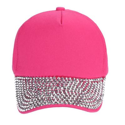 China JOINT Women Fashion Baseball Cap Studded Rhinestone Bling Outdoor Sport Adjustable Hat for sale