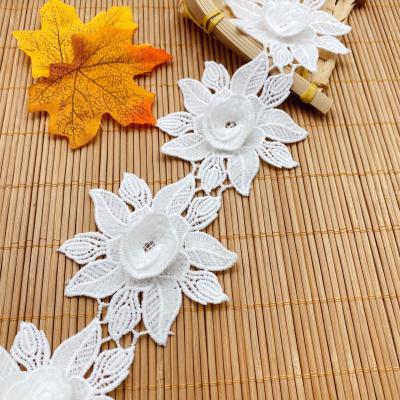 China wholesale beautiful 7.8cm width 3D embroidery lace trim 3d flower water soluble lace for children clothing for sale