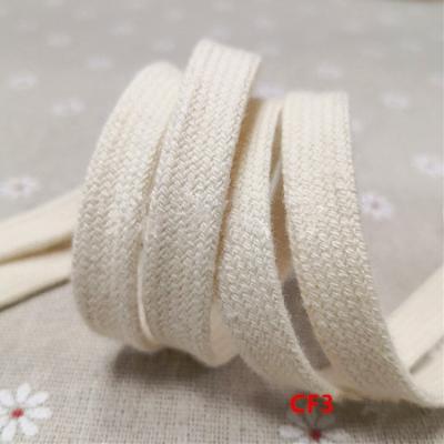 China 10mm Eco-Friendly High Quality Flat Pure Cotton Cord Beige Cord Rope Wide With Silicone Tip For Men Western Sweater for sale