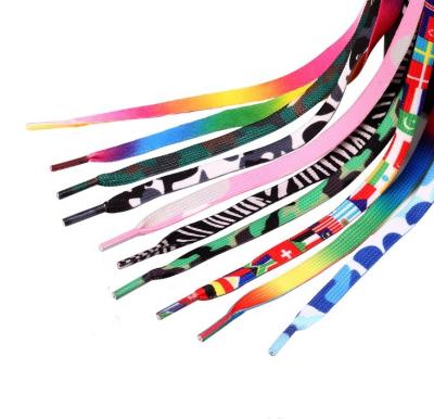 China Factory Wholesale 0.8mm Width Flat Tie Dye Printed Princess Pink Rope Polyester Laces for sale