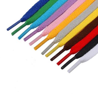 China Latest Design Flat 8 Mm Width Wholesale 29 Colors Fashion Cord Twine Polyester Flat Laces for sale