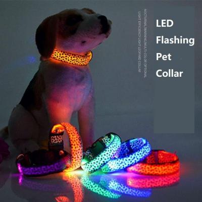 China Customized Glowing Luminous Adjustable Led Collar Lights Multicolor Nylon Mascotas Cachorro Dog Pet Dog Collar for sale