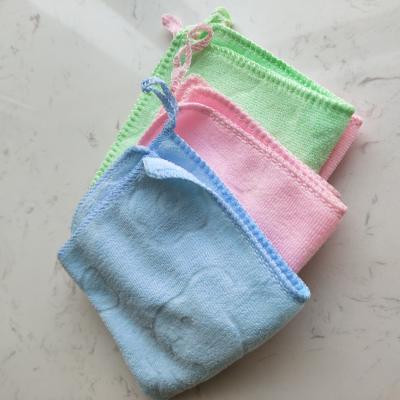 China Factory supply hypoallergenic directly embossed small square 100% polyester towel kitchen cleaning towel for sale