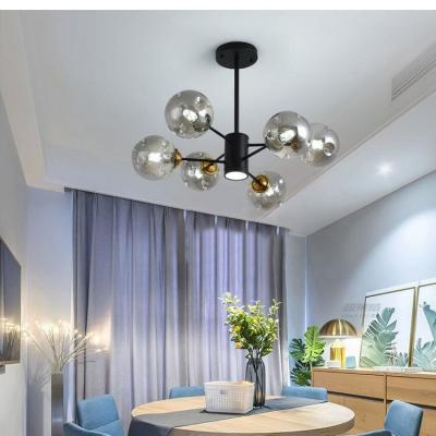 China Highly Transparent Smoked Glass Modern Pendant Lights E27*6W Spotlight D980*H750 for sale