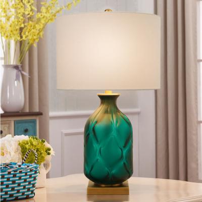 China Changeable Color Green Ceramic Modern Table Lamps For Bedroom 500lm 550lm for sale