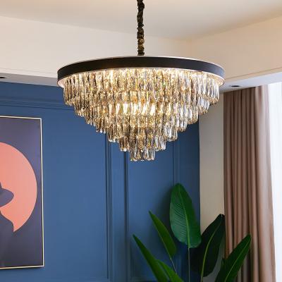 Chine lustre grand moderne de 2700k 6500k Smokey Grey Pendant Light Round Crystal à vendre