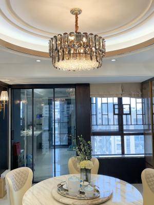 China E14 Smoked Grey Pendant Light Rustproof Modern Crystal Chandelier Ceiling Lights for sale