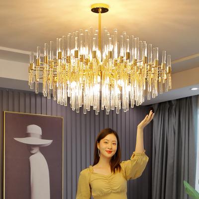 China LED K9 Crystal Entryway Chandelier E14 6500K Luxury Ceiling Lights Gold Crystal for sale