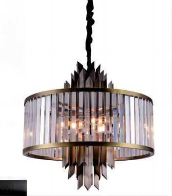 China Energy Saving Smokey Gray Round Crystal Chandelier Modern Supports Customization for sale