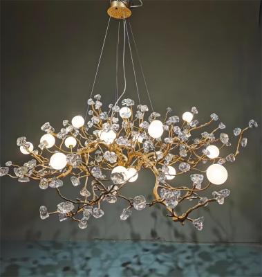 China Customized All Copper Creative Glass Stone Pendant Chandelier To Create Light Luxury Style for sale