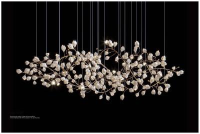 China White Magnolia Flower Glass Custom Chandelier For High End Hotel Banquet Hall for sale