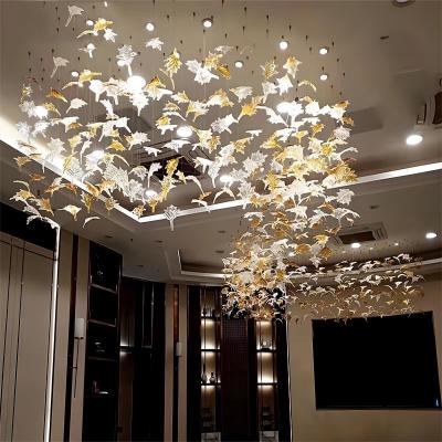 China Non Standard Customized Glazed Maple Leaf Chandelier Hotel Banquet Art Decoration Engineering Light for sale