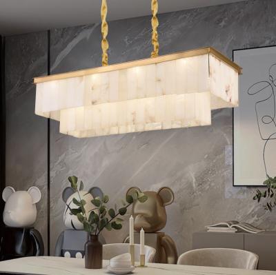 China Modern Home Decor Brass Chandelier Alabaster Marble Shade Hotel Restaurant Room Pendant Lamp  Lightings Fancy Lights for sale