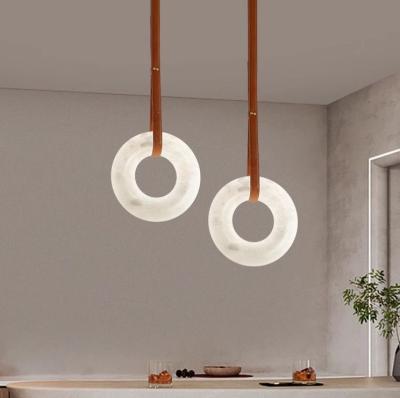 China Modern Simple Indoor Commercial Office Home Hanging Halo Ring Pendant Alabaster Chandelier for sale