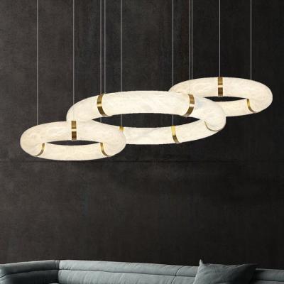 China Modern Luxury Alabaster L1P Chandelier Brass Pendant Hanging Light Dining Room Kitchen Island Hotel Bar AC Factory Price for sale