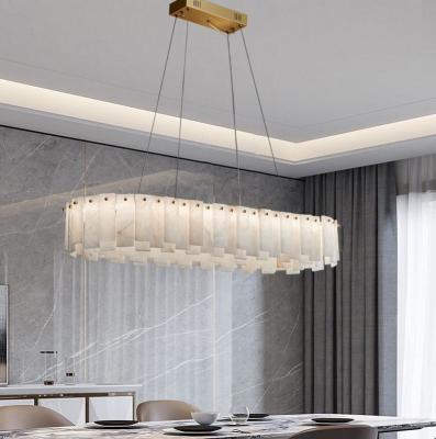 China Luxury Bronze Brass Chandelier With Marble Rounds For Dinning Room Pendant Lamp for sale