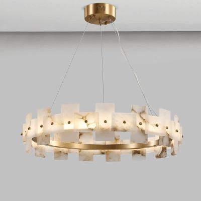 China Home Decor Cirkel LED Luxe Moderne Hangertje Licht Kandelaar Alabaster Verlichtingsproducten Te koop