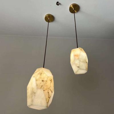 China Modern Light Luxury Drop Pendant Lamp Simple Creative Restaurant Bar Bedside Calcite Pendant Light for sale