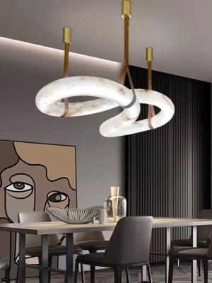 China Modern Figure Eight Shape Design Living Room Kitchen Island Spanish Natural Alabaster Chandelier Pendant Lights for sale