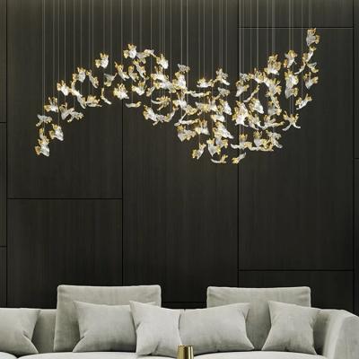 China Indoor Decoration Chandelier Hotel Villa Staircase Glass LED Pendant Light for sale