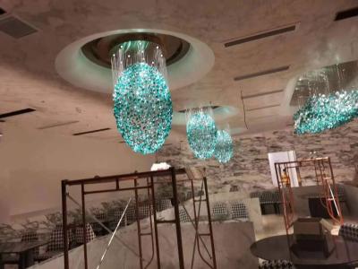 China Hotel Crystal Chandelier Bar Living Room Large Engineering Light Green Transparent Stone Glass Lamp Custom Lamp for sale