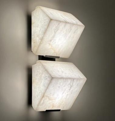 China Alabaster LED Wall Lamp Postmodern Creative Home Decor Copper Marble Wall Light For Bedroom Bedside Living Room for sale