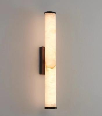 China Long Linear Spanish Alabaster Marble Copper Wall Lamp Luxury Home Decor Wall Mounted Light Fixture For Living Room Hotel for sale