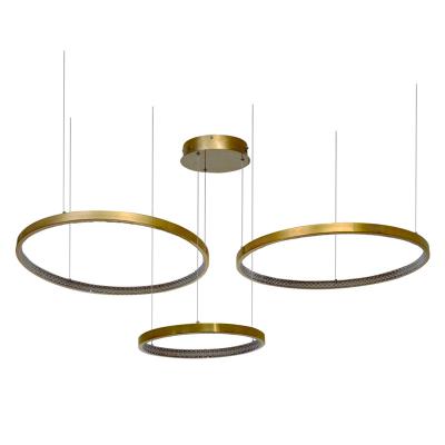 China Lámparas de colgante modernas Salón de estar Comedor Anillos de círculo Cuerpo de aluminio acrílico lámpara de techo LED Casa de metal contemporáneo en venta