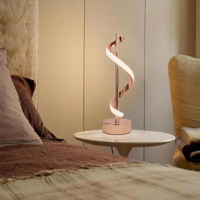 China Minimalist Contemporary LED Spiral Table Lamp Rose Gold/Black Aluminum 12W Lamp For Bedroom for sale