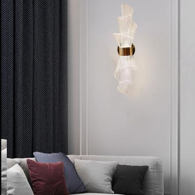 China Advanced Sense Of Torch Living Room Background Wall Acrylic Wall Lamp Delicate And Beautiful Bedroom Bedside LED Wall Lights for sale