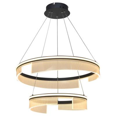 China Beautiful Translucent Living Room Dining Room Chandelier Two Ring Study Bedroom Acrylic Chandelier for sale