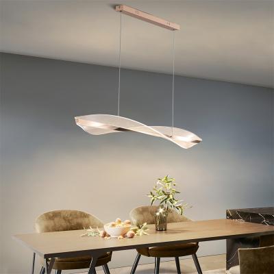 China Eetkamer Moderne tak Acryl schaduw kandelaar Hangende gouden lamp voor restaurant LED lineaire hanglamp voor thuis Te koop