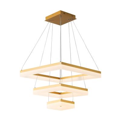 China Three-story square modern minimalist style dining room chandelier Personality creative square family atmosphere living room light adjustable master bedroom study light for sale