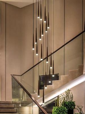 China Staircase Rotating Chandelier Tapered Black LED Loft Apartment Tube Chandelier Long Chandelier for sale