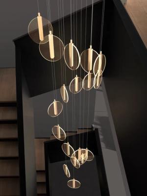 China Hochdecke Villa Treppe Led Kronleuchter Spiraltreppe Rundkuchen Acryl Hängekronleuchter Moderne Haushaltslampen zu verkaufen