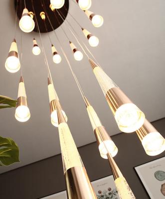 Cina Home Luxury Decorative Villa Moderna Soggiorno Hotel Pendente Leggero Alluminio Rotondo Lampada a LED Tipo Patch Bulb Testa doppia Frittata Fiore Bollino lampadario in vendita