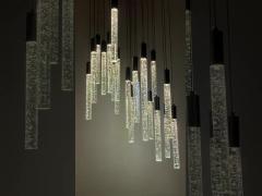 Pendant ChandelMinimalist luxury style cylindrical shade bed drop light crystal pendant liier Lights