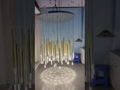 Staircase Rotating Chandelier Tapered Black LED Loft Apartment Tube Chandelier Long Chandelier
