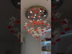 Modern Villa Loft Apartment Stair Light With Three Colors Changing Crystal Chandelier
