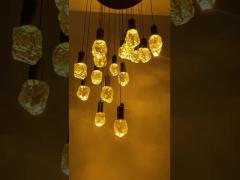 Hotel Decoration Crystal Staircase Pendant Light With Transparent Ball And Crystal Body