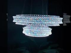 Modern 100cm Circular Ring Chandelier Indoor Gold Iron / Copper / Crystal Chandelier